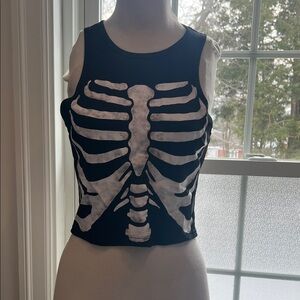 SHEIN Black and White Skeleton Crop Top